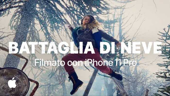 pubblicità apple battaglia di neve