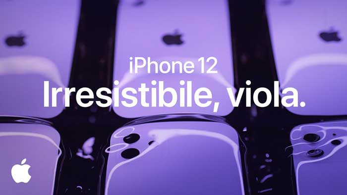 pubblicità iphone 12 viola maggio 2021